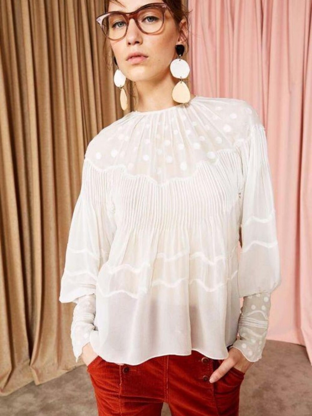 Ulla Johnson Georgette Alba White Sheer Silk Blouse Size 6